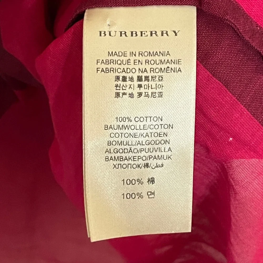 Burberry Brit Womens XL Pink Check Plaid Cotton Button Up Blouse Top Long Sleeve - Picture 5 of 10